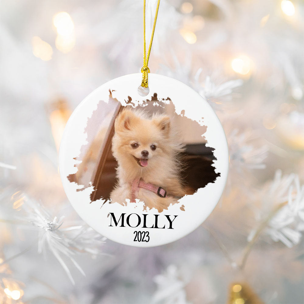 Custom Photo Christmas Glass Ornament, Dog Ceramic Ornament, Cat Acrylic Clear Ornament, Personalized Name Pet Metal Ornament