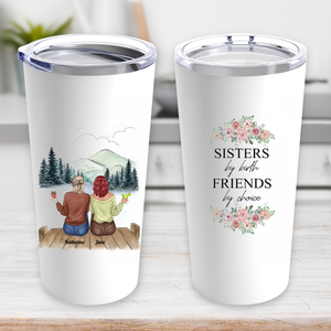 Tumbler Stainless - Sisters Connected By Heart - Besties Personalized Tumbler, Custom Gift For Best Friends
