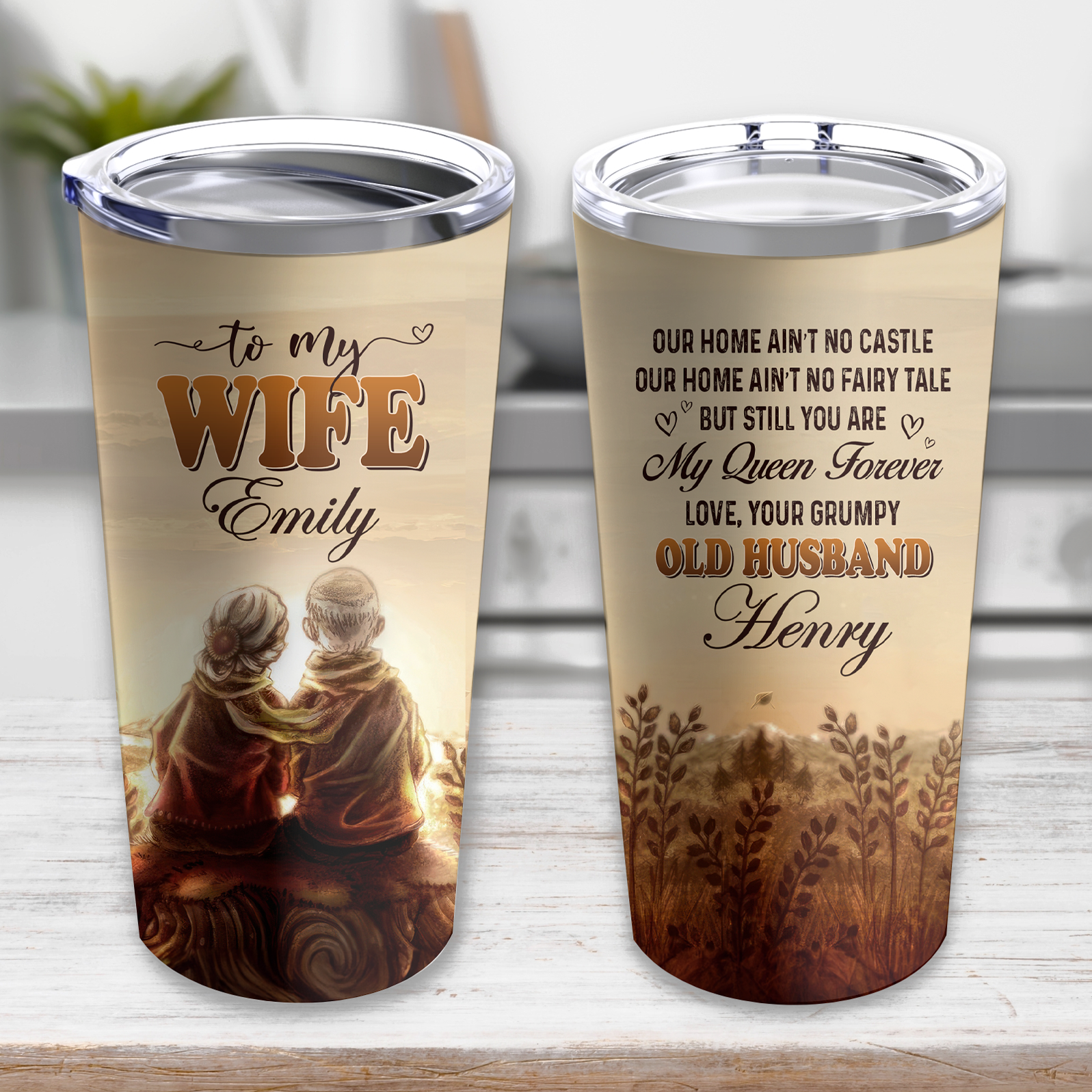 To My Wife, You Are My Queen Forever - Couple Personalized Custom Tumbler - Gift For Couple, Husband Wife, Anniversary, Engagement, Wedding, Marriage Gift