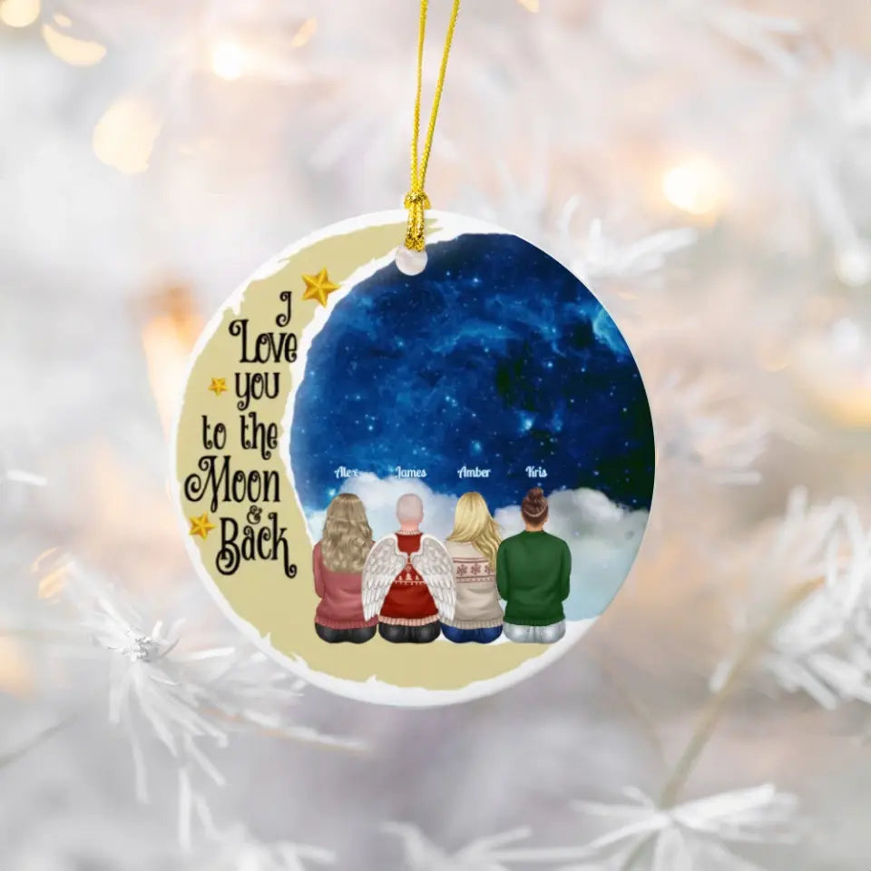 Family, Brother , Sister, Friend - I Love You To The Moon And Back - Personalized Christmas Circle Ornament
