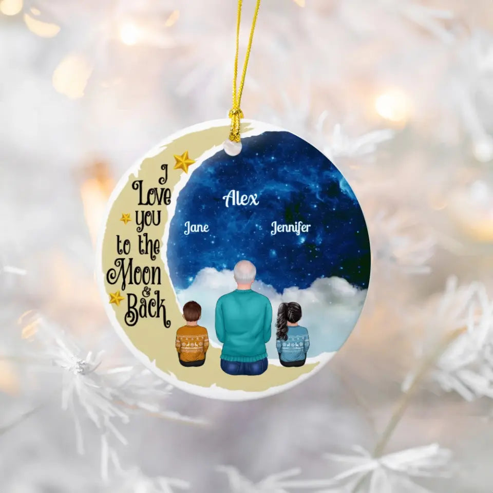 I Love You To The Moon And Back - Personalized Custom Round Shaped Ceramic Christmas Ornament - Gift For Grandpa, Grandparents, Dad  Christmas Gift